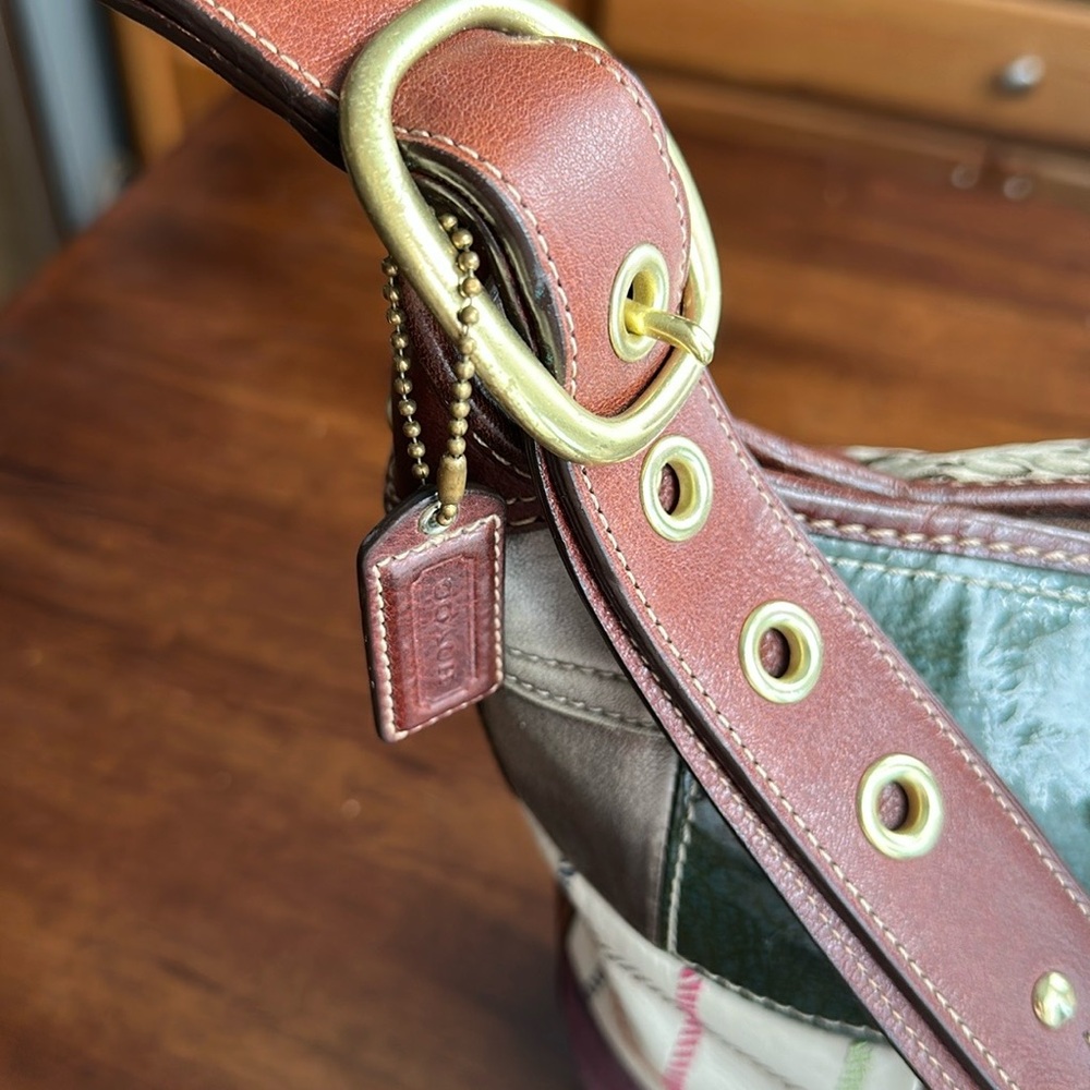 Coach Bleecker Holiday Patchwork Multicolor Duffle
Bucket Shoulder Bag 11356 - Picture 3 of 6
